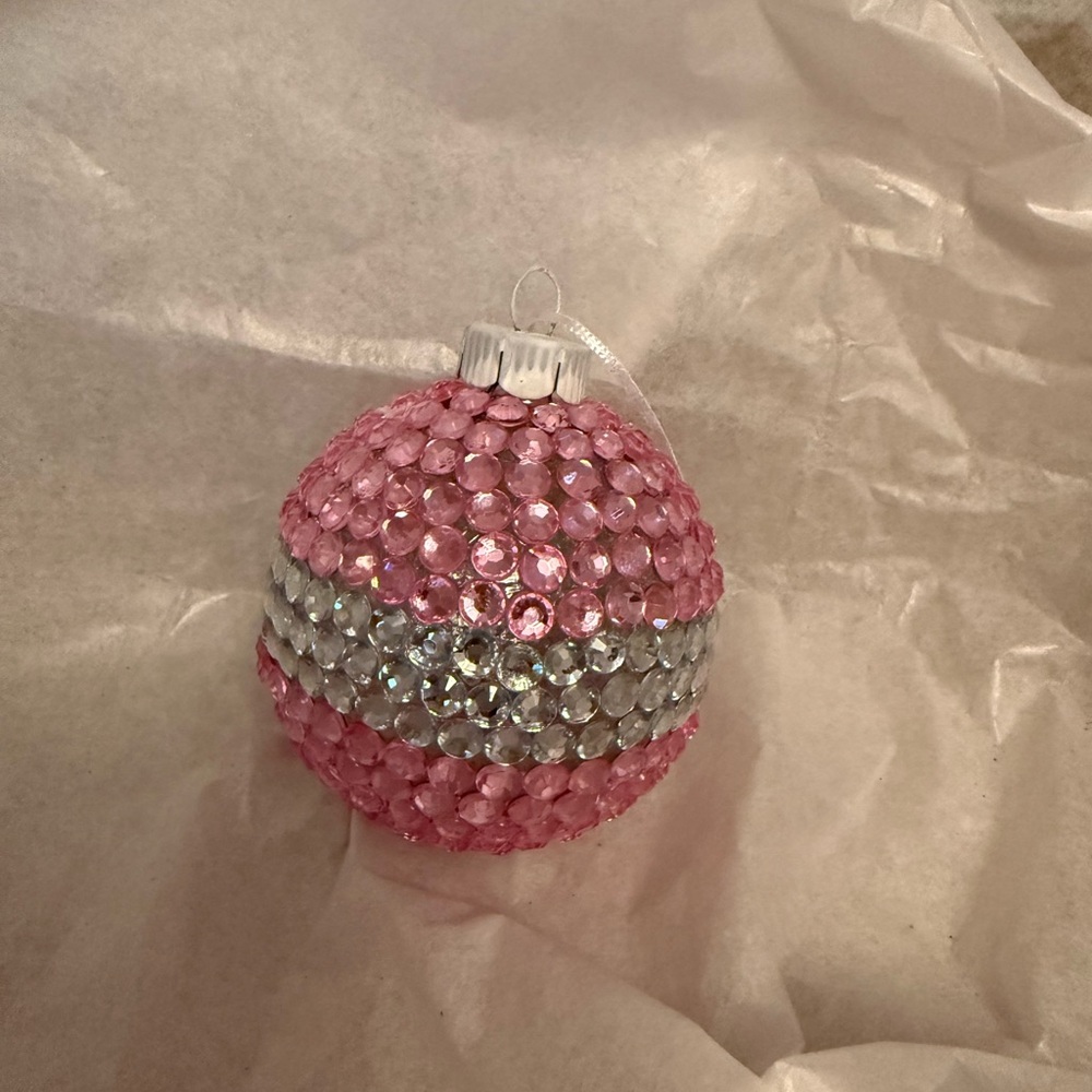 Pink and Silver Jeweled Holiday Ornament
